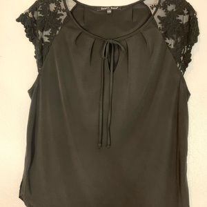 Black Top with Flowers on the Sleeves